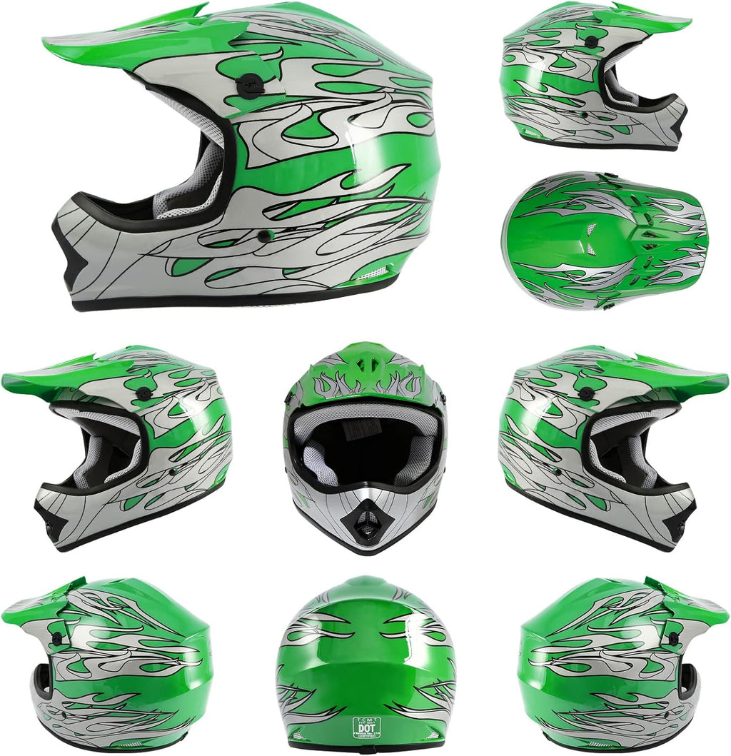 Youth Kids Helmet Motocross ATV Dirtbike BMX MX Offroad Full Face Motorcycle Helmet Gloves Goggles Dot Approved