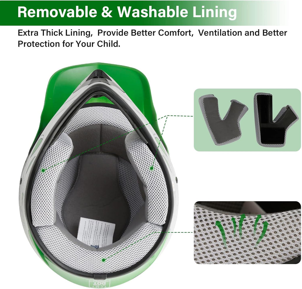 Youth Kids Helmet Motocross ATV Dirtbike BMX MX Offroad Full Face Motorcycle Helmet Gloves Goggles Dot Approved